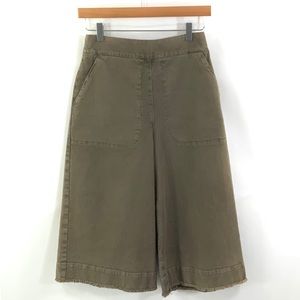 SPLENDID Wide Leg Crop Pants Olive Green Culottes Army Green Denim H7